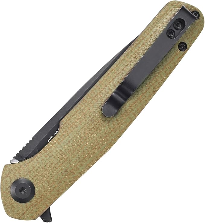 Sitivien ST102 Folding Knife, D2 Steel Blade+Micarta Handle EDC Tool Knife for Outdoor, Camping, Hunting, Survival (Green) …