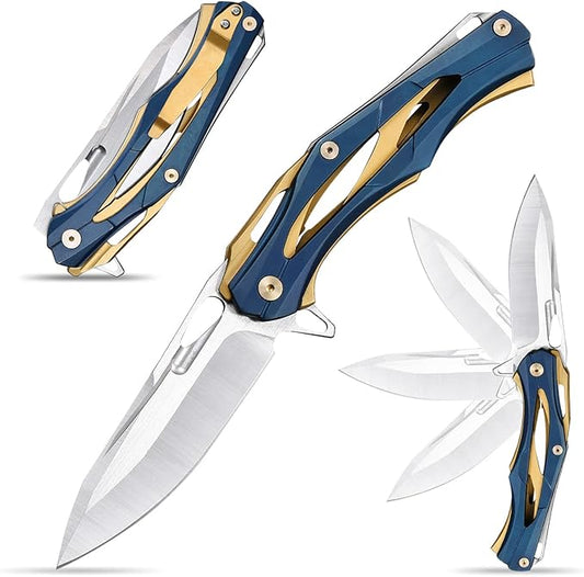 Eafengrow EF204 Folding Pocket Knife,D2 Blade Steel Handle Liner Lock with Clip Outdoor Camping Hiking Tactical EDC Tool (EF204-colorful)