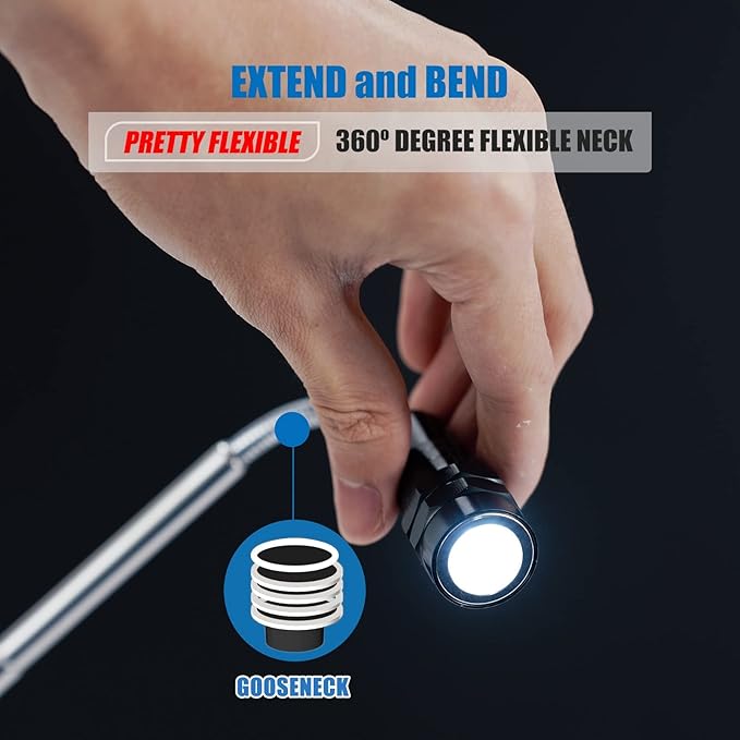 VIBELITE Gifts for Dad, Magnetic Flashlight with Tool Magnetic Lanyard, Telescoping Magnet Pickup Tool, Cool Gadgets Gifts Idea, Birthday Gifts for Men, Handyman, Husband, Boyfriend, Him