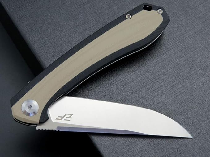 Eafengrow EF947 EDC D2 Folding Knife, G10 Handle Ball Bearing Folder with Locking Liner EDC Flipper Knife with Pocket Camping Hiking Survival Outdoor tool(DESERT)