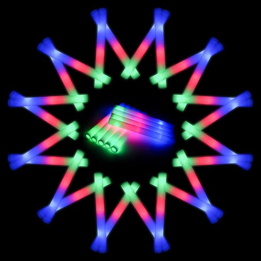 210 PCS Foam Glow Sticks For Wedding, Foam Light Up Sticks with 3 Modes Colorful Flashing, Light Up Foam Sticks, Glow Sticks Bulk Party Pack For Wedding, Concert, Party, Raves, Events