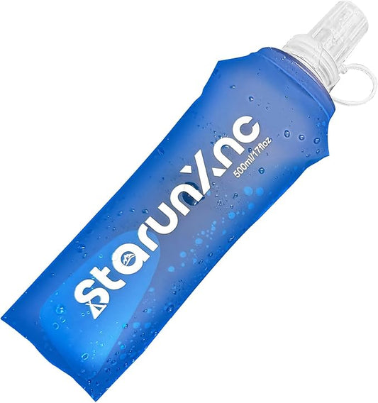 Hydration Soft Flask Running Water Bottle - Squeeze Water Bottles Portable Lightweight Foldable with Dust Cover