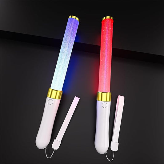 2 Pack LED Light Sticks-15 Colors Reusable Glow Sticks, Glow Party Supplies for Wedding, Birthday, Raves, Halloween, Christmas, New Year, with AAA Battery