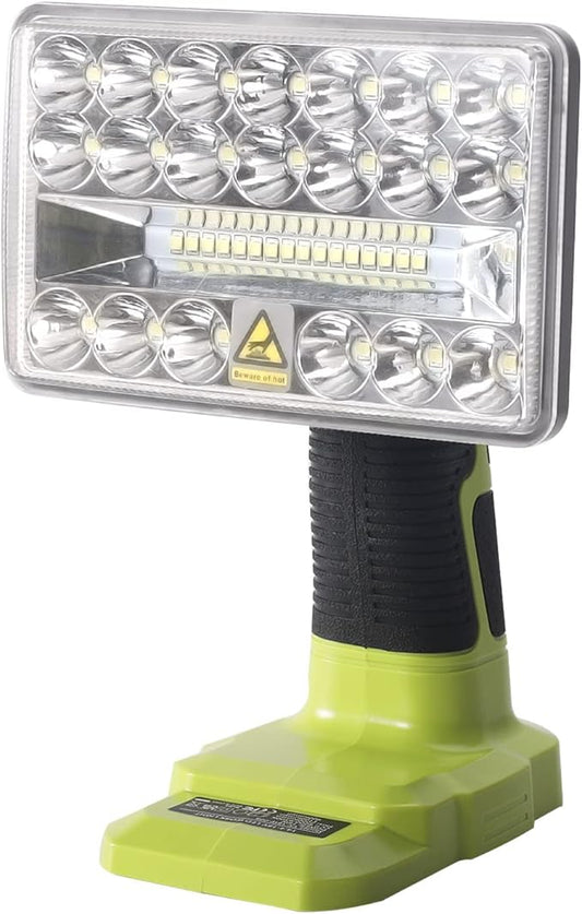 YEX-BUR Cordless LED Work Light for Ryobi 18v Battery, 18W 2000LM Power LED Spotlight Handheld Flashlight Portable Jobsite Light for Outdoor Camping, Emergency, Power Outages
