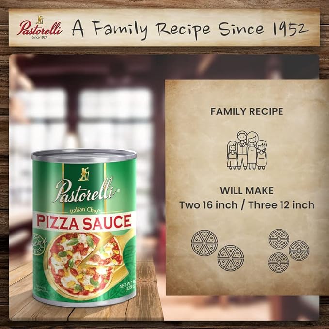 Pastorelli Pizza Sauce, Original Authentic Italian Pizza Sauce with Extra Virgin Olive Oil and Pecorino Romano Cheese Shredded, Since 1952 Family Pizza Sauce Recipe, 8 Ounce, 3-Pack