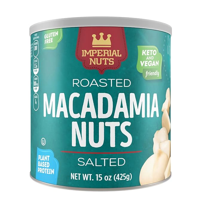 Imperial Nuts - Macadamia Nuts | Gluten Free, Vegan and Keto Friendly Food | Plant Based Protein, Delicious Buttery Taste | Kosher | Oil Roasted Salted