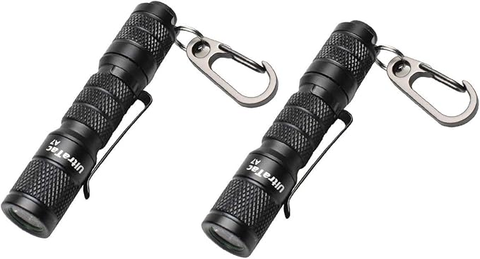 2 Pack Ultra Bright Compact EDC Keychain LED Flashlight 180lm Pocket Flashlight with Battery IPX7 Waterproof Tail Switch Flashlights for Camping, Hiking, Outdoor Activity Emergency Lighting