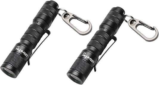 2 Pack Ultra Bright Compact EDC Keychain LED Flashlight 180lm Pocket Flashlight with Battery IPX7 Waterproof Tail Switch Flashlights for Camping, Hiking, Outdoor Activity Emergency Lighting