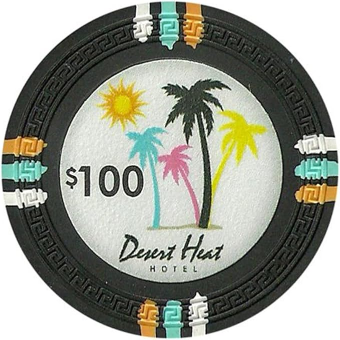 13.5-gram Desert Heat Premium Poker Chips (50-Pack) Heavy Clay Composite Set - Bulk Casino Chips with Denominations for Texas Holdem, Blackjack - Betting Game Accessories ($50 Light Blue)