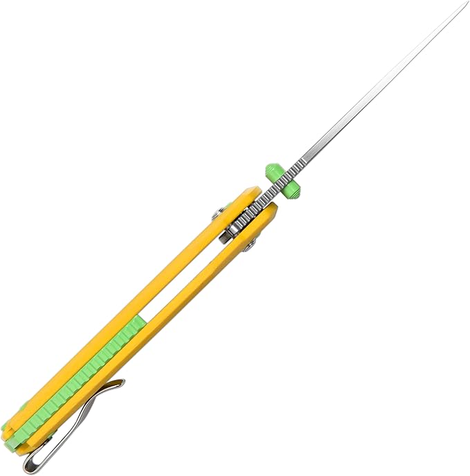 CJRB Nanner Folding Knife, 3.23" AR-RPM9 Steel Blade G10 Handle Pocket Knife for Men Women, Crossbar Lock EDC Knife for Camping Hiking, Designed by Dustin Rhodes(J1955 Yellow)