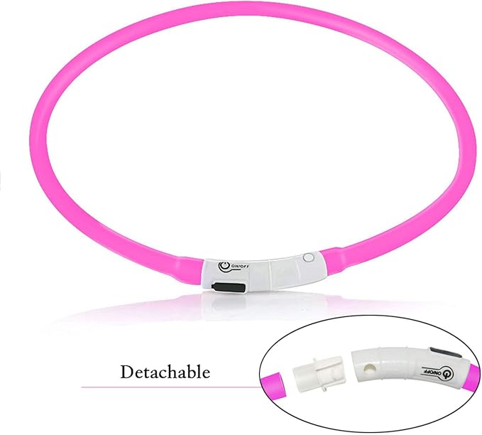 LED Dog Collar,USB Rechargeable Glowing Dog Collars, Light Up Collar Improved Pet Safety &Visibility at Night, 3 Flashing Modes,Water-Resistant LED Lighted Fits for Small Medium Large Dogs