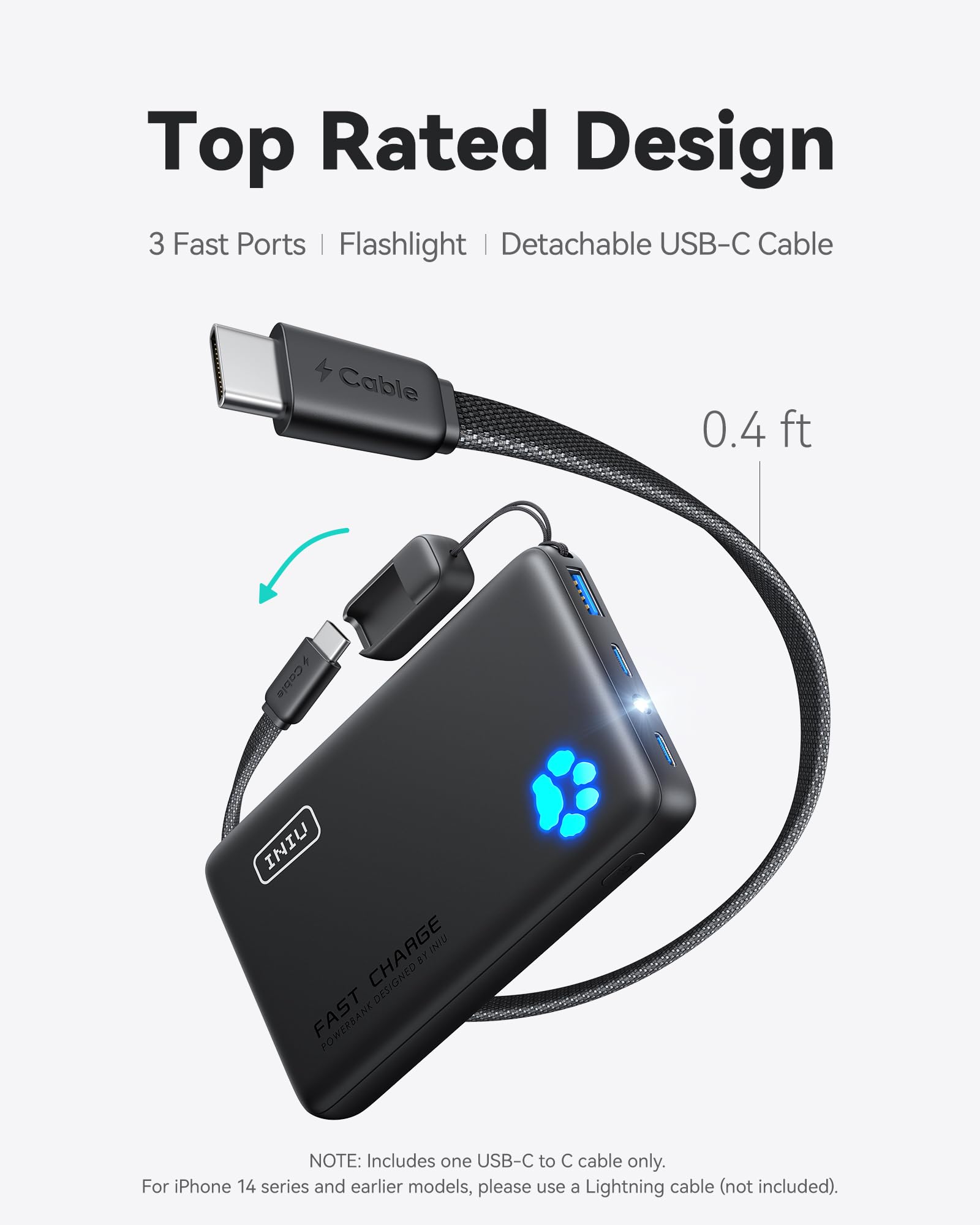 INIU 45W Fast Charging Portable Charger, Smaller 10000mAh Travel Power Bank