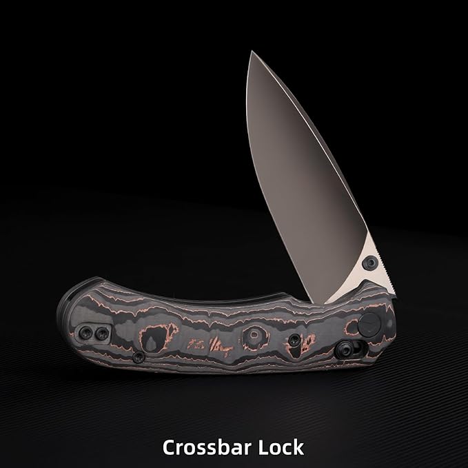 Folding Pocket Knife,3.31” M390 Blade,Erogonomic Titanium Handle,Hunting Survival Knife,EDC Knife for Hunting Camping Survival Outdoor Fishing Hiking（Black&Brown）