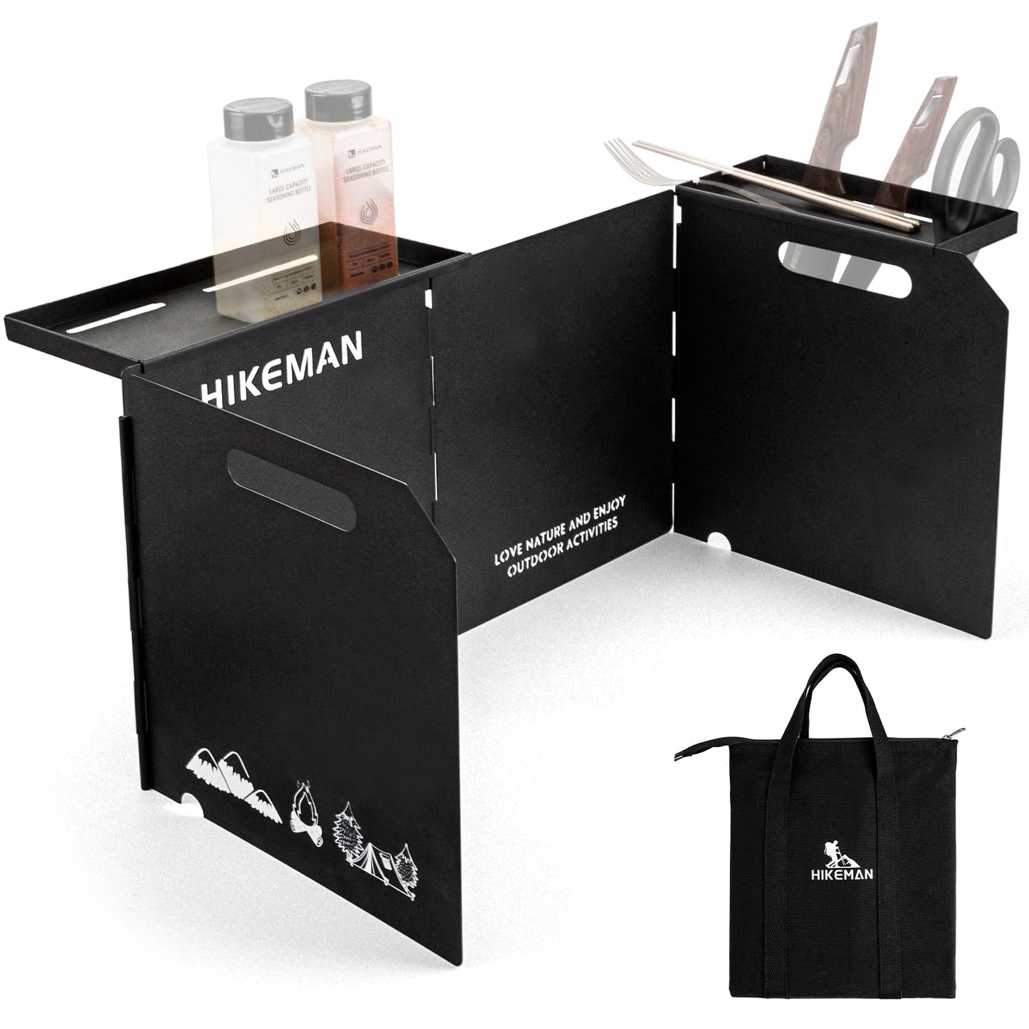 HIKEAMN Camping Stove Windscreen - Outdoor Folding Gas Stove Windshield,Camping Wind Blocker,Cooker