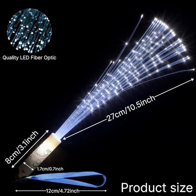 Personalized LED Fiber Optic Glow Wand 10 Pack, Multicolor LED Light Wand Custom Text Personalization String, Party Wedding Birthday Celebrations Quinceanera