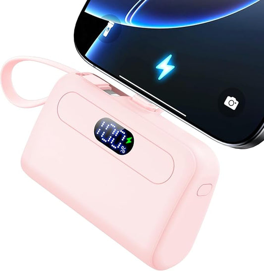 12000mAh Power Bank Mini Portable Charger with Lightning and USB-C Ports LCD Display Battery Pack Compatible with iPhone and Android Smartphone