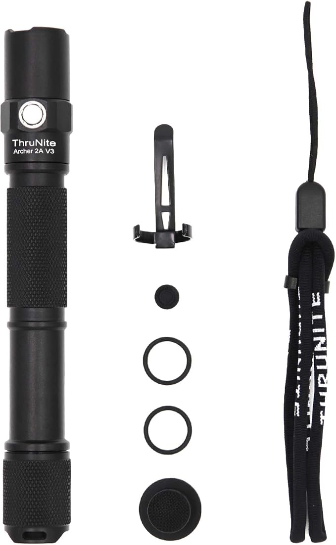 ThruNite Archer 2A V3 Flashlight, 2AA EDC Tactical Flashlight, 500 Lumens Dual Switch Pocket LED Flashlight for Emergency, Camping, Home - Cool White