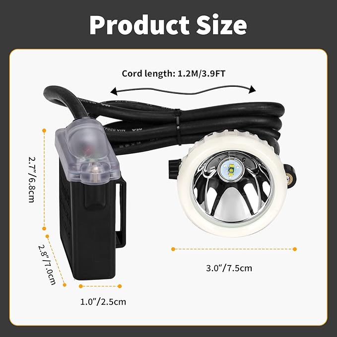 Rechargeable Mining Headlight, 1+2 LED Super Bright Cap Lamp, Explosion Proof Waterproof Hard Hat Headlamp, Durable Miner Flashlight for Underground Work, Hunting, Camping, Hiking, Fishing