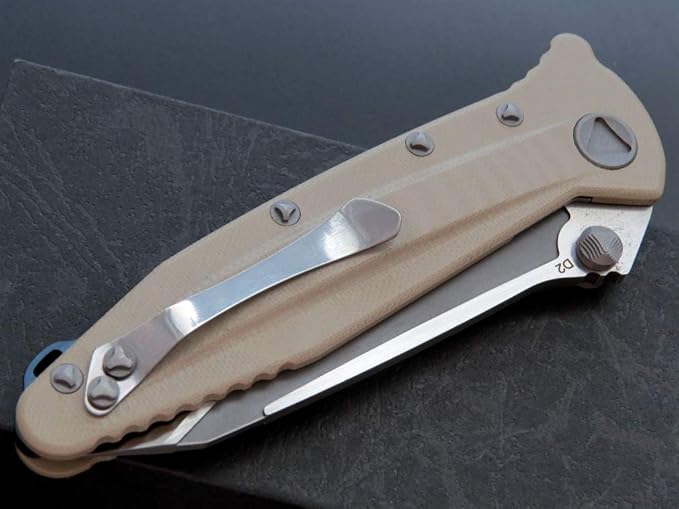 Eafengrow EF55 Pocket Knife Folding Knife G10 Handle D2 Steel Blade Folder EDC Tool Knifes for Working Camping with Clip(Desert)