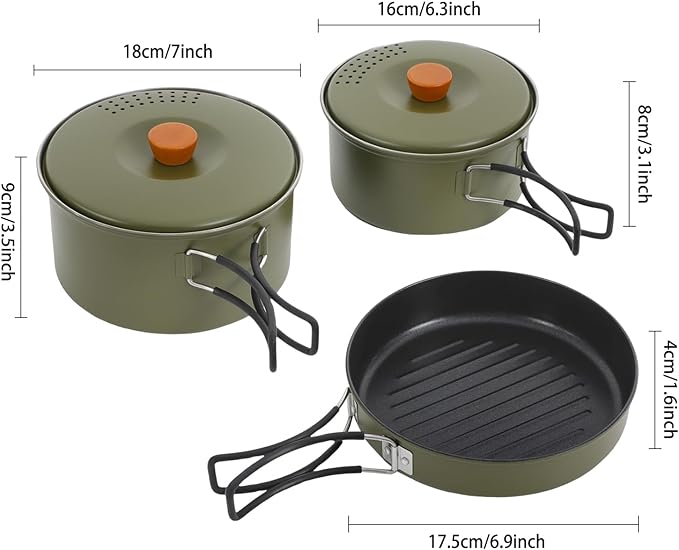 Camping Cookware Set, Camping Cooking Set,304 Stainless Steel Camping Pots &Frying Pan Set,Campfire Cooking Equipment with Storage Bag for Camping,Household, Hiking, Beach Trips