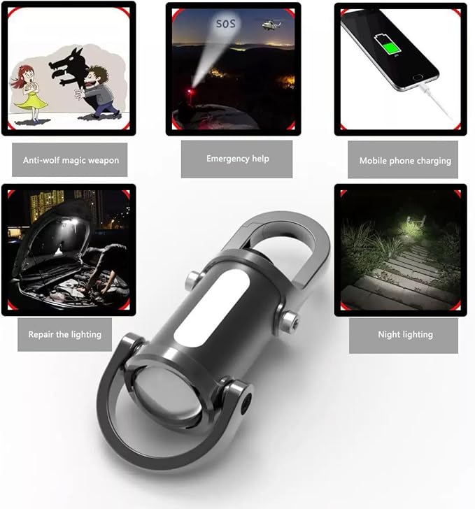 Keychain Flashlight 2025 New Lumilink Mini Flashlight Rechargeable, Extremely Bright, with Mobile Power Function High Gloss Waterproof Portable Flashlight Keychain (Silver Black)