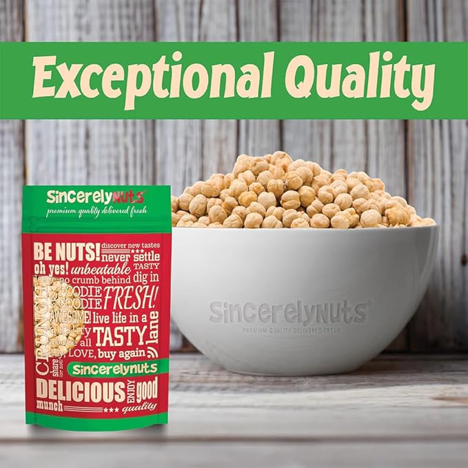 Sincerely Nuts Roasted and Unsalted Chickpeas (1 LB) Plant-Based Protein-Garbanzo Beans-Great Snack or Side Dish Alternative-Vegan, Kosher & Gluten-Free-Perfect Meal Addition for the Whole Family