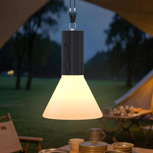 Rechargeable Warm White LED Light with 3 Brightness Levels, IP44 Weatherproof, USB Charging - Portable Hanging Lamp for Camping, Tents, Patio