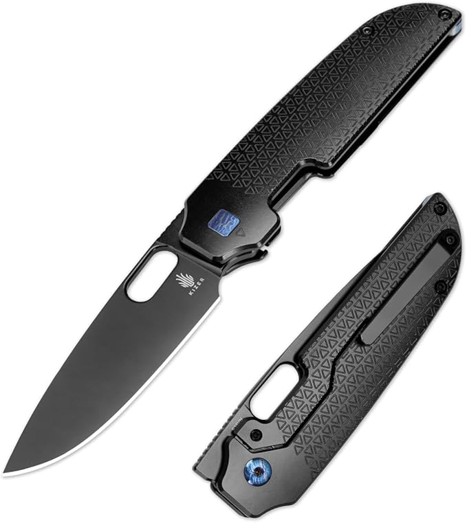 Kizer Varatas Pocket Knife, 3.27" S35VN Steel Blade, Black Titanium Handle, Folding Knife, Small Folding Pocket Knife, Ki3637A2