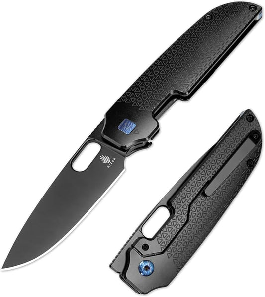 Kizer Varatas Pocket Knife, 3.27" S35VN Steel Blade, Black Titanium Handle, Folding Knife, Small Folding Pocket Knife, Ki3637A2