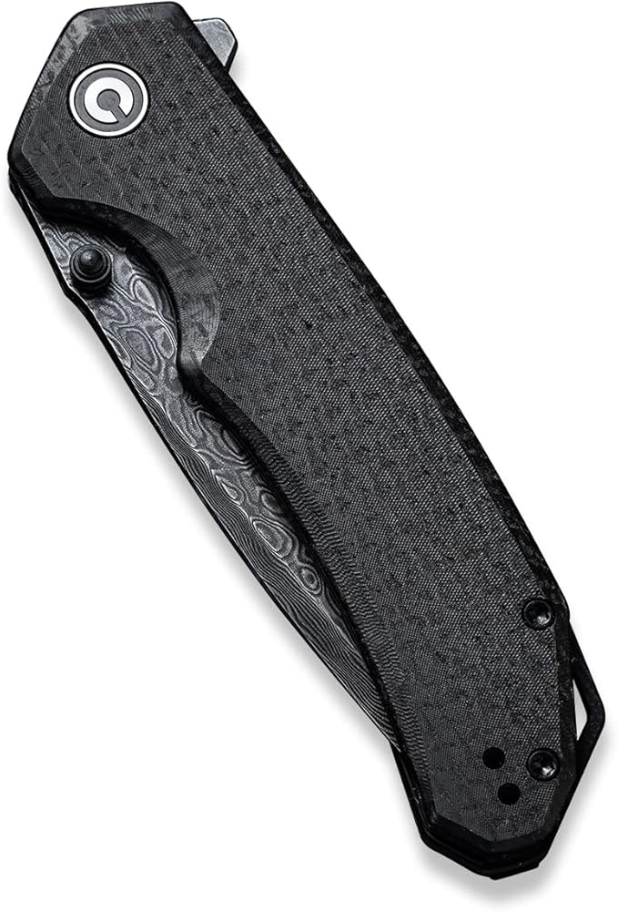 CIVIVI Brazen Pocket Knife,3.5-Inch Tanto Damascus Folding Knife, Micarta Outdoor Camping Hiking Knife with Thumb Studs and Flipper Opener,Unique Tool Gift for EDC Men Women C2023DS-1