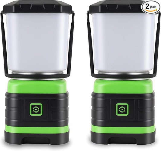 Lichamp LED Camping Lantern, Battery Powered LED Lights Camping Essentials, Portable Lanterns Flishlights for Emergency, Hurricanes, Outdoor Hiking, Power Outages, Survival Gear and Home Use, 2 Pack