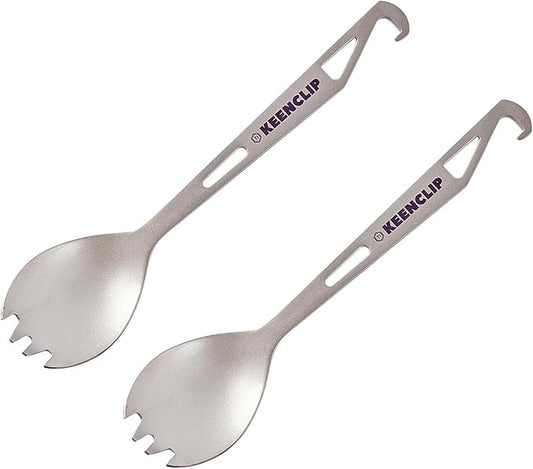 Titanium Knife, Spork and Spoon, 6.46" Long Utility Camping Utensil - Ultralight and Compact for Camping Hiking Backing Traveling and Picnic (Spork)