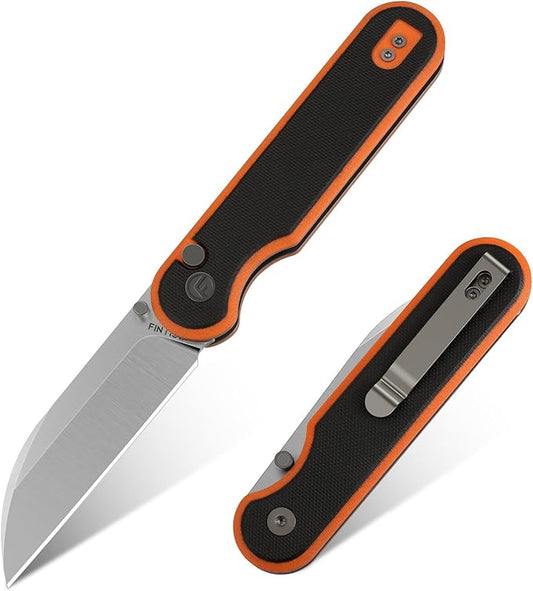FINTISO Pocket Knife, 3" 14C28N Blade EDC Knife with G10 Handle, Folding Knife with Pocket Clip for Outdoor Camping, Hunting, Hiking, Survival, Parrot Series