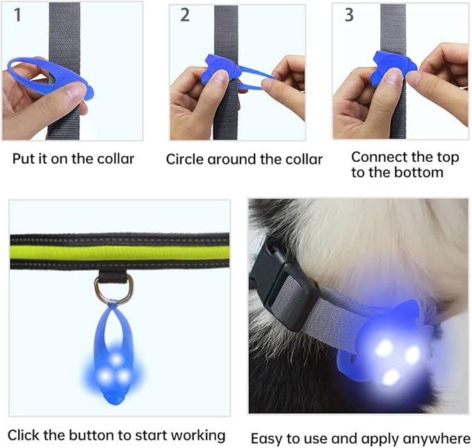 LaRoo Dog Lights for Night Walking,Led Dog Collar Lights for Nighttime Clip On Light up Dog Collar (Blue)