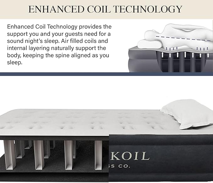 King Koil Luxury Twin Air Mattress with Built in Pump, 20??Double High Twin Size Premium Airbed, Inflatable Blow Up Mattress, Waterproof, 1-Year Warranty