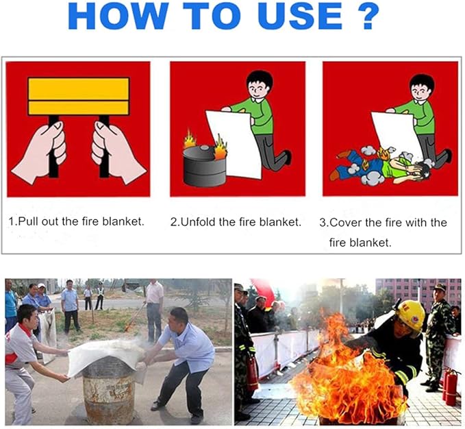 Emergency Fire Blanket - 4 Pack, Fire Suppression Blanket for Home and Kitchen, 40??x 40?? Fiberglass Fire Blanket (4)