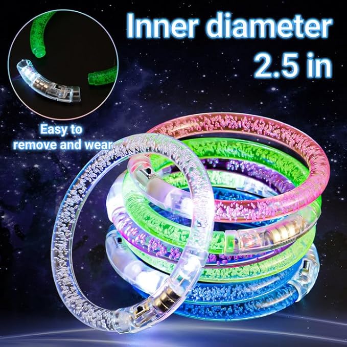 90 Pcs LED Bracelets,6 Color Light Up Bracelets,LED Glow Bracelets,Glow in the Dark Party Supplies Glow Sticks Bracelets for Adults,Light Up Party Favors for Concerts Birthday Carnival
