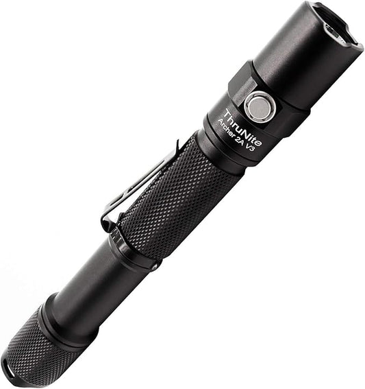 ThruNite Archer 2A V3 Flashlight, 2AA EDC Tactical Flashlight, 500 Lumens Dual Switch Pocket LED Flashlight for Emergency, Camping, Home - Cool White