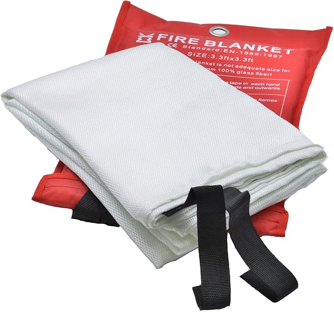 Fire Blanket for Home Emergency Survival ??Fiberglass Suspend Fire Flames Suspension Blankets for Home and Kitchen School Grill Garage House Warehouse Safety (4pcs-FireBlankets)