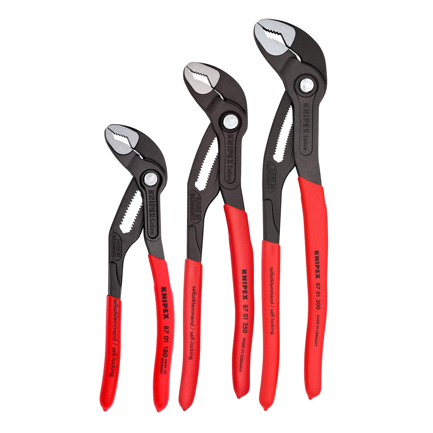 KNIPEX Tools 00 20 06 US1, Cobra Pliers 7, 10, and 12-Inch Set, 3-Piece