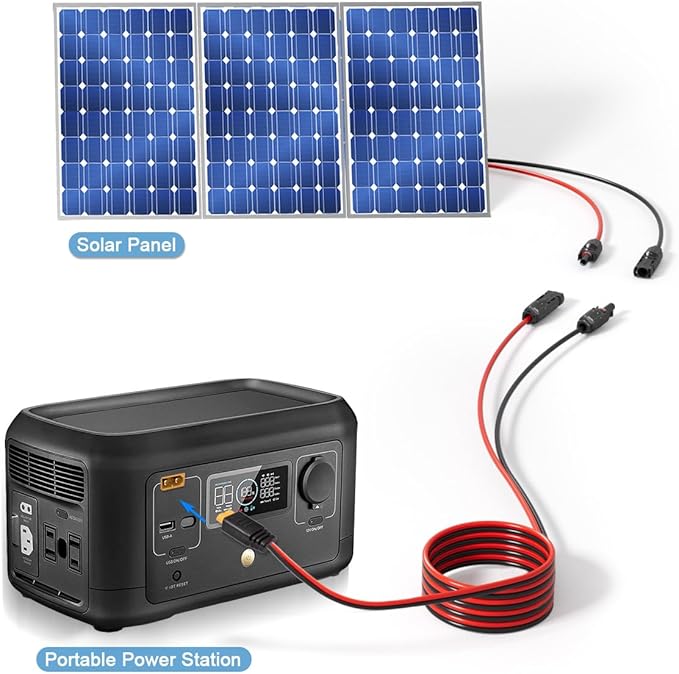 12AWG Solar to XT60 Charging Cable Solar Panel Extentson Cable for Portable Station River 600 Solar Generator(10FT)