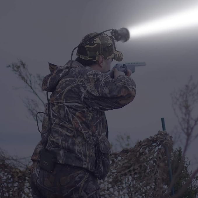 10W LED Coon Hunting Lights for Predator Coyote Hog, 55000 LUX Super Bright Hunting Headlamp Rechargeable, IPX5 Waterproof White Light & Red/Green Optical Filters, 5 Position Switch Soft Cap