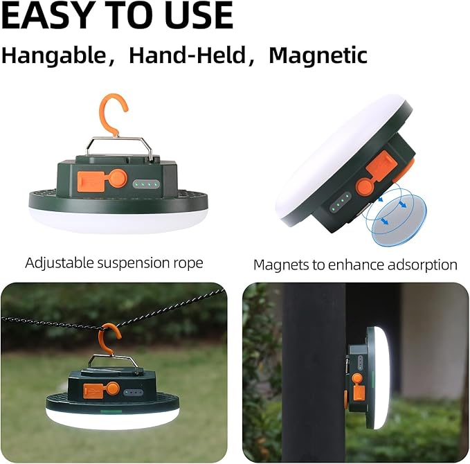Camping Lantern 10500mAh Rechargeable Battery, 32W Ultra Bright LED Hanging Light with 3 Modes, Waterproof Portable Tent Lighting for Outdoor Emergency & Hiking