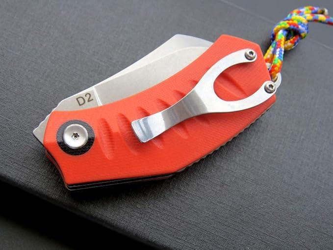 Eafengrow EF85 Folding Knife with Clip Stone Wash D2 Steel Blade G10 Handle Pocket Knife Ball Bearing Flipper Outdoor Camping Survival EDC Tool Knives(orange)