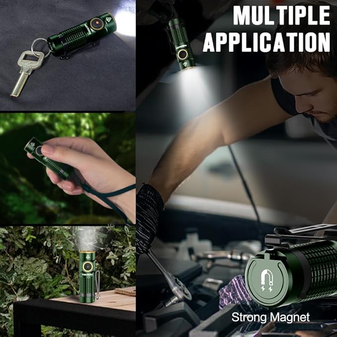 NICRON C1 EDC Flashlight Rechargeable, 1200 High Lumens Type C Charging Pocket Light with Tail Magnet - Small and Powerful Flashlight Dual-Way Clip Portable IPX8 Waterproof for Camping and Daily Use