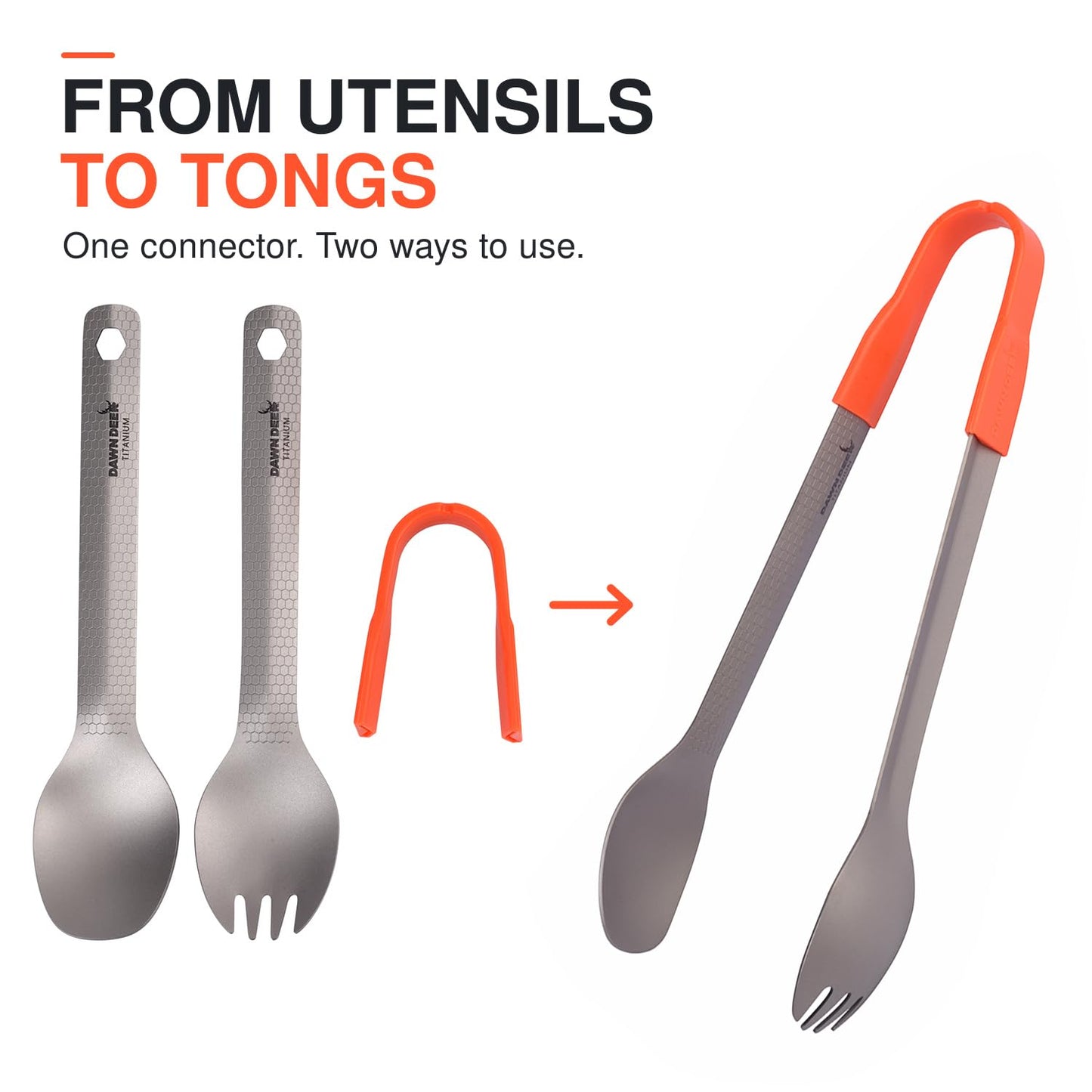 DAWN DEER 3-in-1 Titanium Camping Spoon and Spork Set, 6.3-Inch