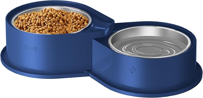 Stainless Steel Dog Bowl Set, 304 Metal Dual Food & Water Bowls for Dogs & Cats, Large Capacity Pet Feeder, Anti-Skid Dog Dish for Small/Medium/Large Pets