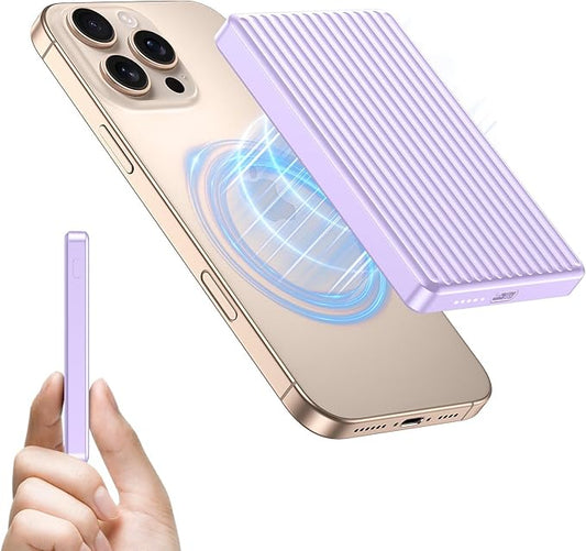 Magnetic Power Bank,Ultra Slim Wireless Portable Charger 10000mAh,20W PD Magnetic Power Bank Fast Charging,USB C in&Out Powerbank for iPhone 16/15/14/13/12 Pro Max