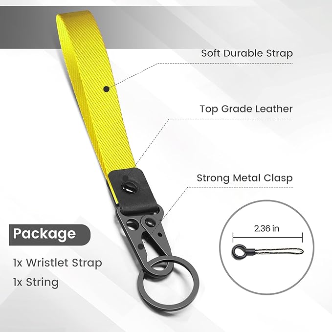 ABLAZE Wristlet Strap for Keys, Hand Wrist Lanyard Durable Key Chain Wristlet Lanyard for Men and Women (Yellow)