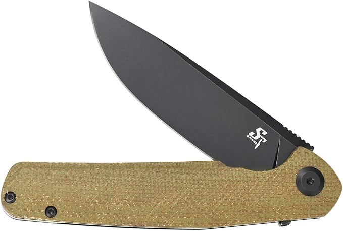 Sitivien ST102 Folding Knife, D2 Steel Blade+Micarta Handle EDC Tool Knife for Outdoor, Camping, Hunting, Survival (Green) …